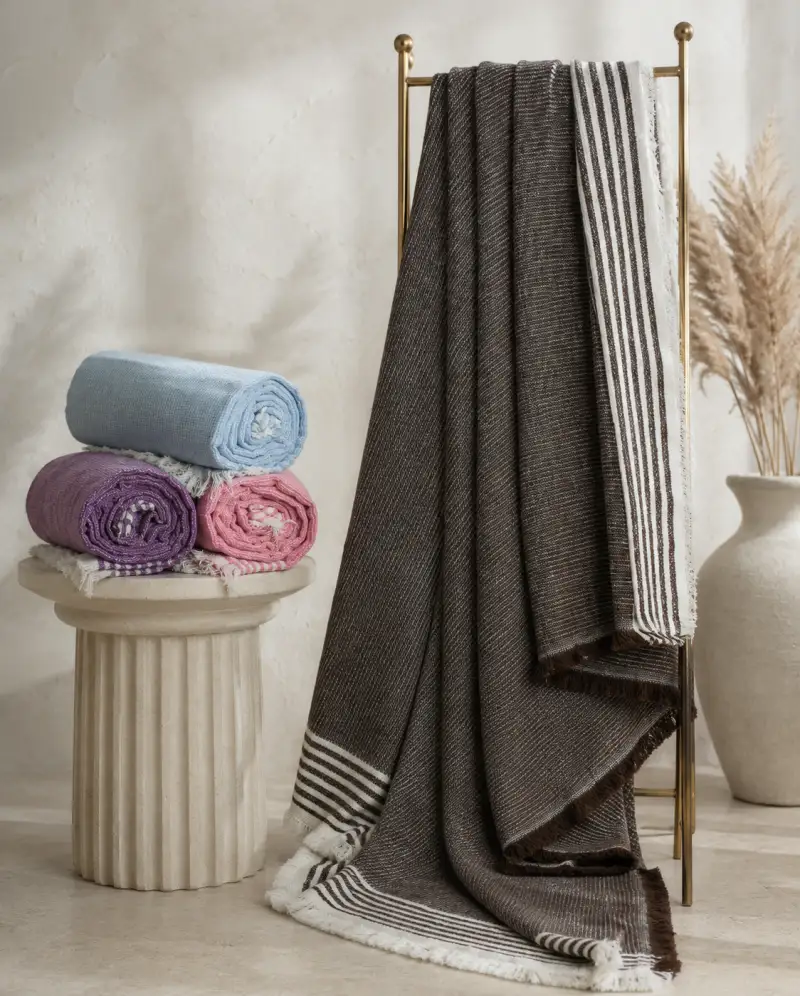 Anthracite-textured blanket and its colored rolls