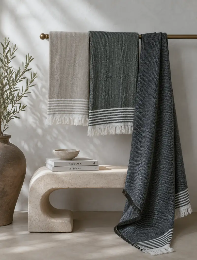 Fringed blanket series, light tones