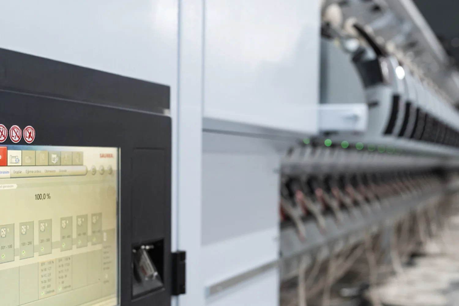 Open-end rotor eğirme makinesi kontrol ekranı